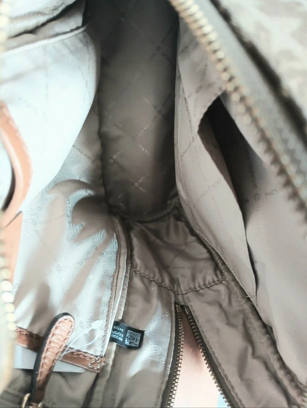 Michael Kors Tan/Brown Signature Logo Medium. Backpack. MSRP $428.